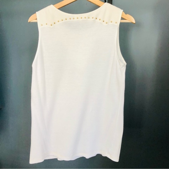 ZARA Women’s White Tank Shirt Gold Studded Size S - Picture 4 of 7